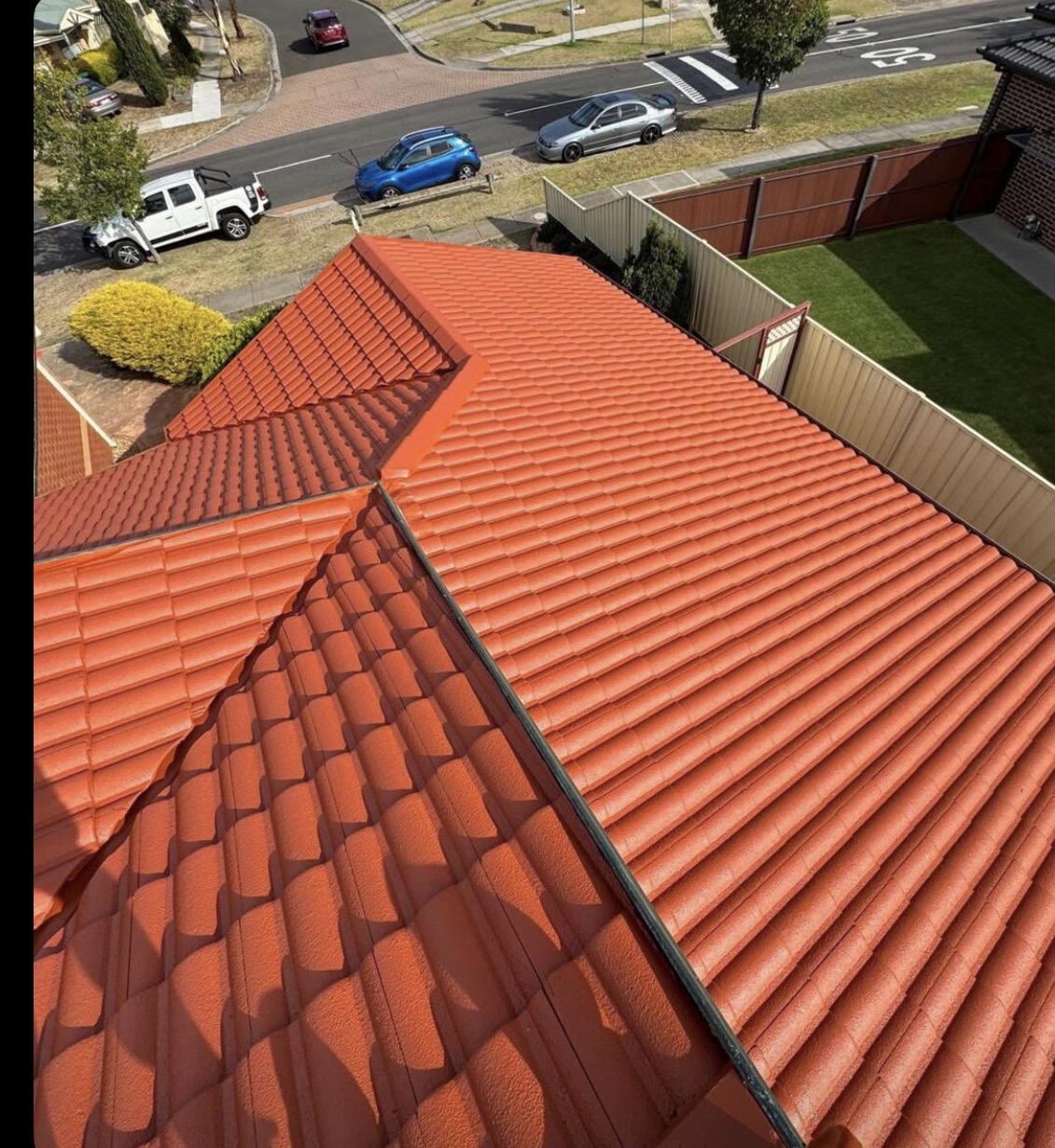 Completed terracotta tiled roof restoration